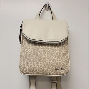 New! NWT Calvin Klein Monogram Backpack Cream Beige